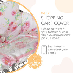 Binxy Baby Cart Cover with see-through pocket for phone during shopping.