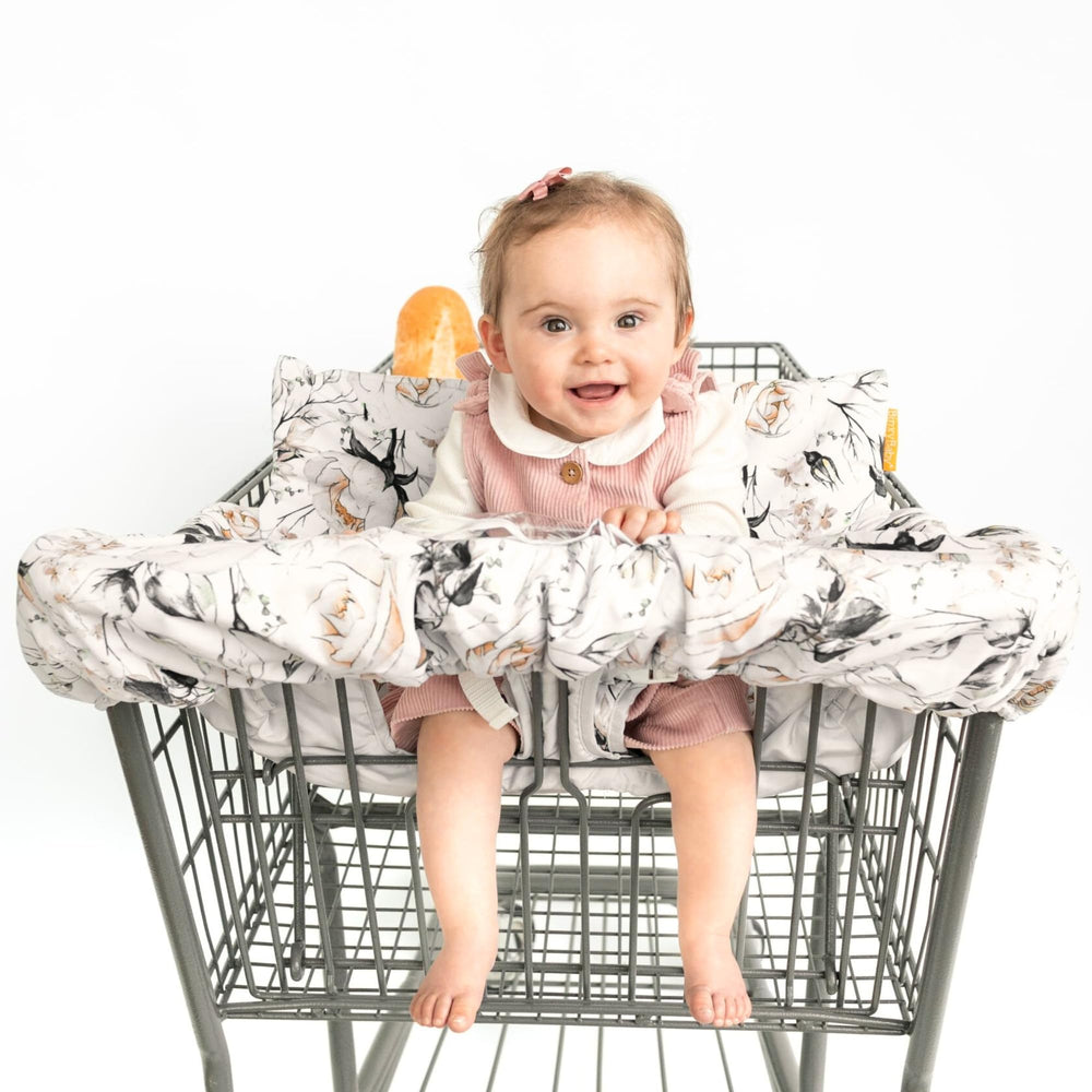 Binxy Baby rosy 2in1 high chair and cart cover offers cozy comfort.