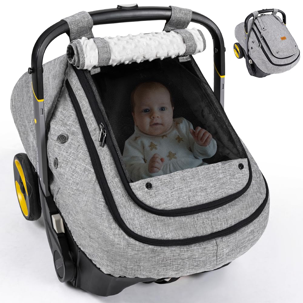 Bioby waterproof baby car seat cover gray protects against rain and wind during strolls