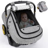 Bioby waterproof baby car seat cover gray protects against rain and wind during strolls