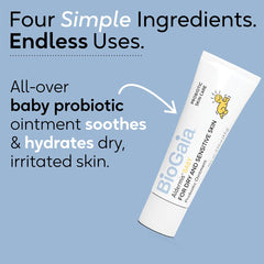 BioGaia Baby Probiotic Ointment texture swatch highlights smooth, barrier-friendly coverage.