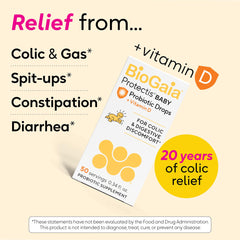 BioGaia Protectis Baby probiotic drops vitamin D added; supports digestive comfort.