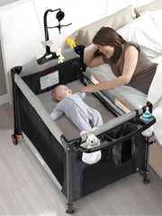 BIUSIKAN 5-in-1 baby bassinet enables seamless transitions from sleep to play.