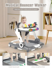 BIUSIKAN 6-in-1 baby walker bounce mode showcasing balance practice for toddlers.