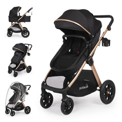 BIUSIKAN 6-in-1 stroller bassinet for newborn comfort and bonding during outings.