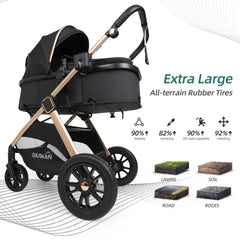BIUSIKAN 6-in-1 stroller reversible seat for parent or forward-facing exploration.