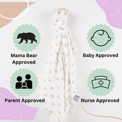BlessEver muslin swaddle blanket featuring fade-resistant emojis design for playful moments.