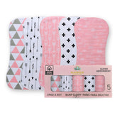 Blessique Burp Cloths 5-piece set for newborns with spill protection during feeds