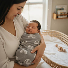 Bleu La La cotton-knit baby blanket ideal for swaddling and cuddling.