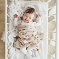 Bleu La La Heirloom Knit Heart Blanket in nursery décor adds soft warmth and charm