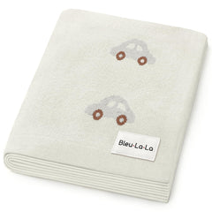 Bleu La La knit baby blanket cars-cream offers gentle newborn comfort