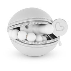 Bleu La La pacifier holder case clip attachment on bag for easy fastening.