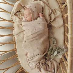 Bleu La La Pointelle swaddle lightweight-cozy, year-round comfort with breathable cotton.