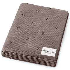 Bleu La La Pointelle Swaddle in Mocha offers gentle, cozy newborn wrapping.