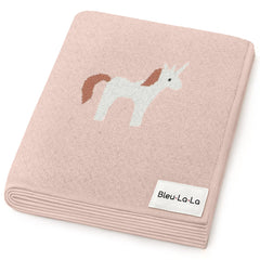 Bleu La La Unicorn Pink swaddle close-up, buttery-soft cotton for gentle skin.