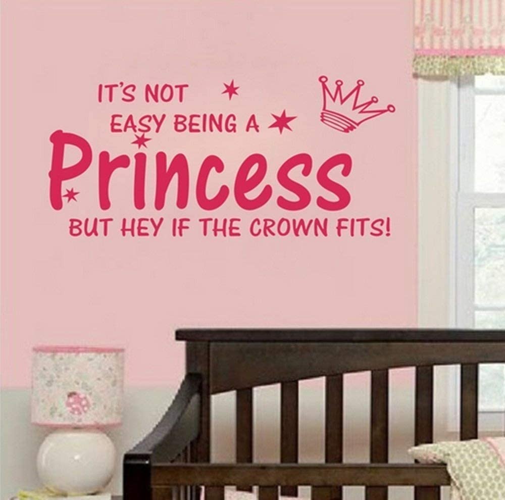 Blinggo NOT Easy Being A Princess pink wall sticker adds playful charm to a kids room