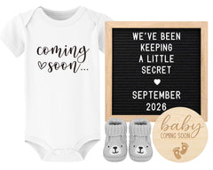 Blinking Stars custom felt letter board 340 letters for personalized pregnancy announcements.