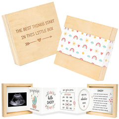 Blinking Stars pregnancy announcement box front view, a ready-to-share keepsake for news moments