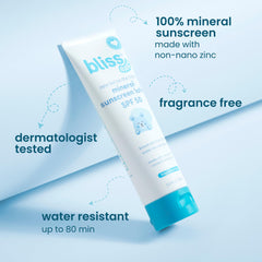 Bliss Baby Sunscreen SPF 50 being applied to skin for quick, gentle coverage.