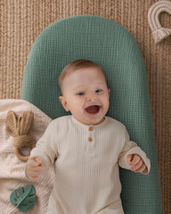 Blissful Diary anti-roll sides with quick-release belt for baby safety.