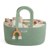 Blissful Diary diaper caddy in oval shape, green tone, for organized nursery essentials