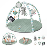 Blissful Diary baby play mat in sage green for cozy tummy time.