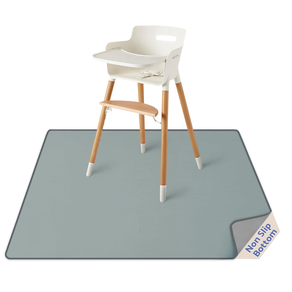 Blissful Diary baby splat mat under high chair protects floors from spills