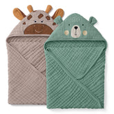 Blissful Diary bear hooded towel with soft muslin for gentle post-bath drying.