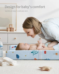 Blissful Diary contoured-sides keep baby secure during changes.