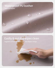 Soft foam padding under a PU cover for baby comfort.
