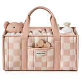 Blissful Diary checkered diaper caddy keeps nursery essentials neatly organized