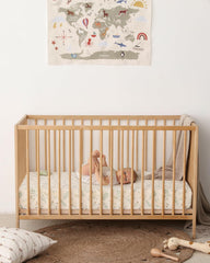 Blissful Diary crib sheet features elastic fit for secure placement