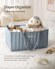 Blissful Diary diaper caddy with removable dividers adapts to changing needs.