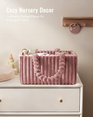 Blissful Diary flannel diaper caddy top view shows cozy texture and space