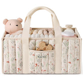 Blissful Diary floral diaper caddy organizer top view for nursery storage