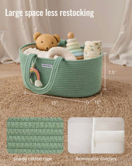Blissful Diary green nursery storage basket with dividers for flexible organization