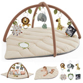 Blissful Diary leaf-shaped play mat in oatmeal beige for tummy time and sensory exploration.