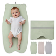 Blissful Diary light green bear silhouette changing pad for stylish, quick diaper changes.