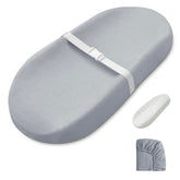 Blissful Diary muslin changing pad in gray cover, soft and breathable for diaper changes