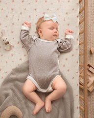 Blissful Diary snug-fit elastic crib sheet provides secure fit during baby movement