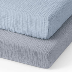 Blissful Diary muslin mini crib sheets in soft cotton for Pack N Play, gentle sleep for baby