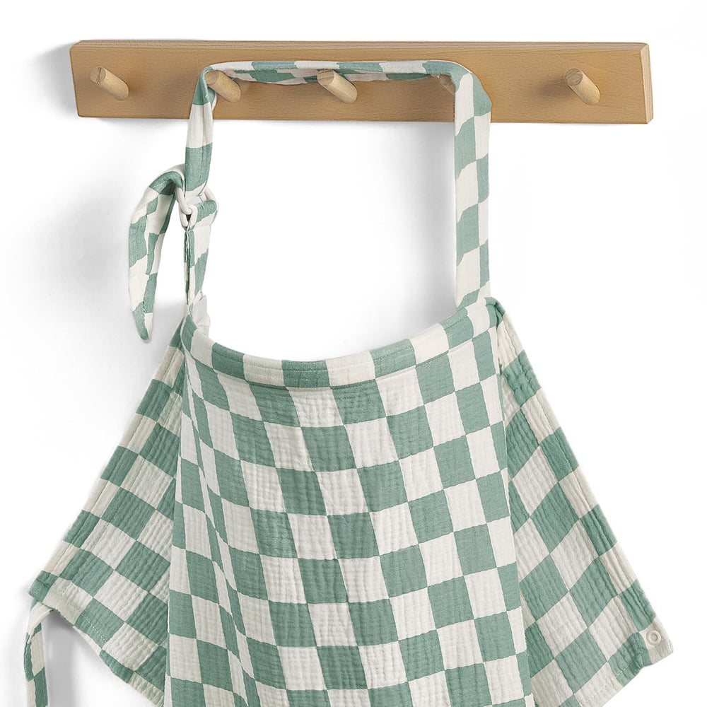 Blissful Diary muslin nursing cover with arch neckline for breathable privacy during feeds.
