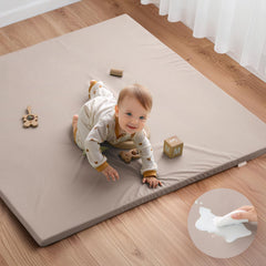 Blissful Diary vegan leather play mat with thick foam padding for infant cushioning