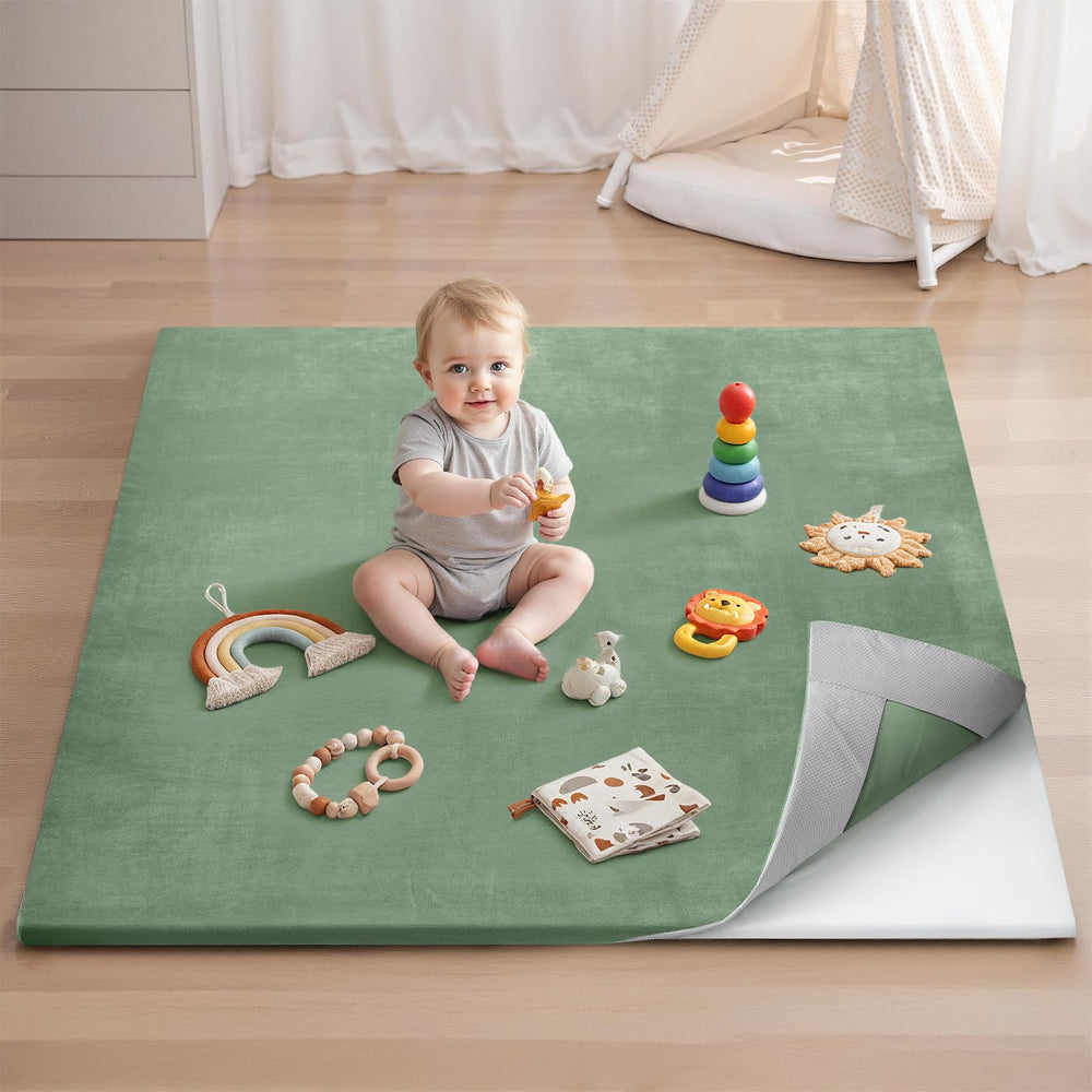 Blissful Diary sage-green play mat with removable cover for easy cleaning and safe play