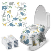 Blissful Diary extra-large toilet seat cover on a toilet for full seat protection.