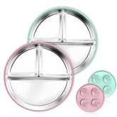 Blissleaf toddler plate with suction in pink for secure, mess-free mealtime