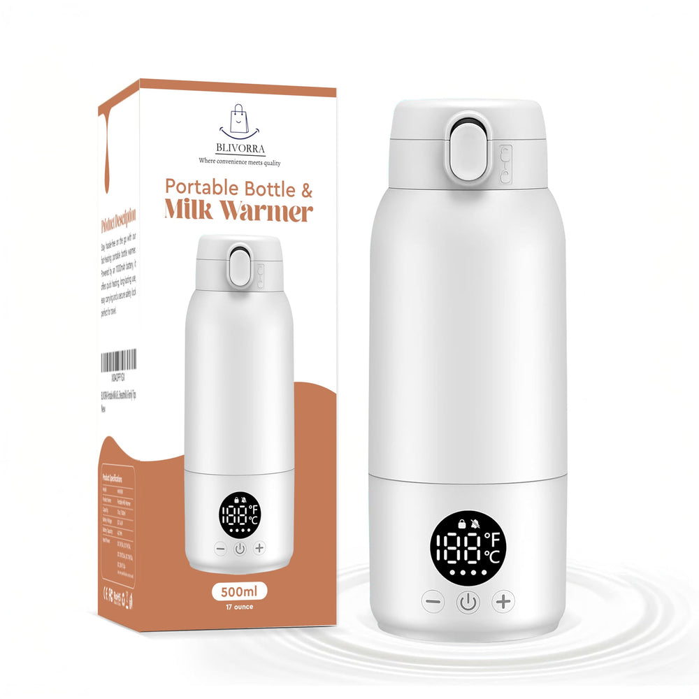 BLIVORRA portable bottle warmer front view highlights compact travel-ready design