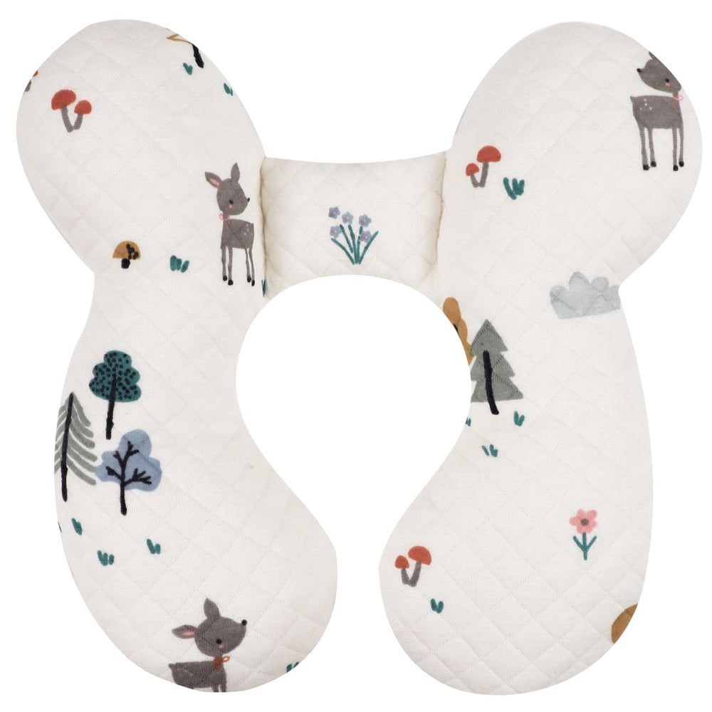 Blublu Park deer-design baby travel pillow close-up showing soft fabric for cozy travel.