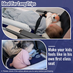 Blublu Park seat extender travel bed keeps child comfortable on trains and cars.