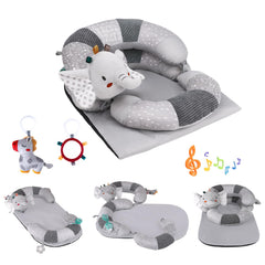 Blublu Park grey tummy time pillow with plush mat for safe infant play